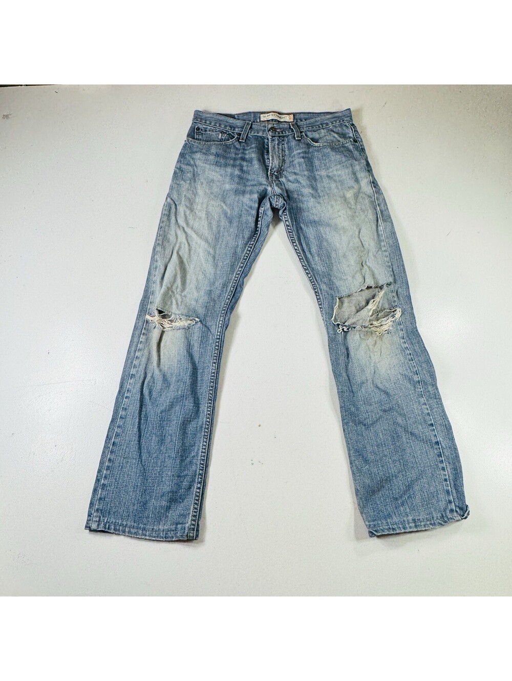 Levi’s 514 Slim Straight Jeans Light Wash Distressed Mens Size 31x32